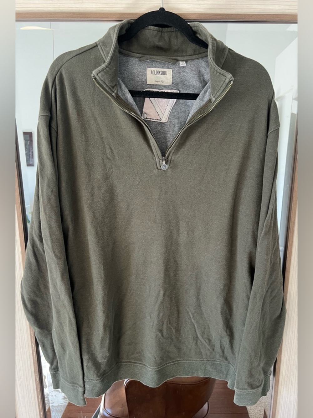 Linksoul Men’s Cotton Blend 1/2 Zip Pullover Sweater Green size XXL
